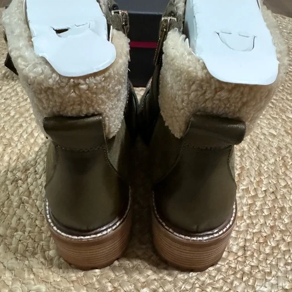 NWT Vince Camuto KLerica Leather Moto/Hiker Boot Olive / Natural Verona Sz 10 - Picture 5 of 8